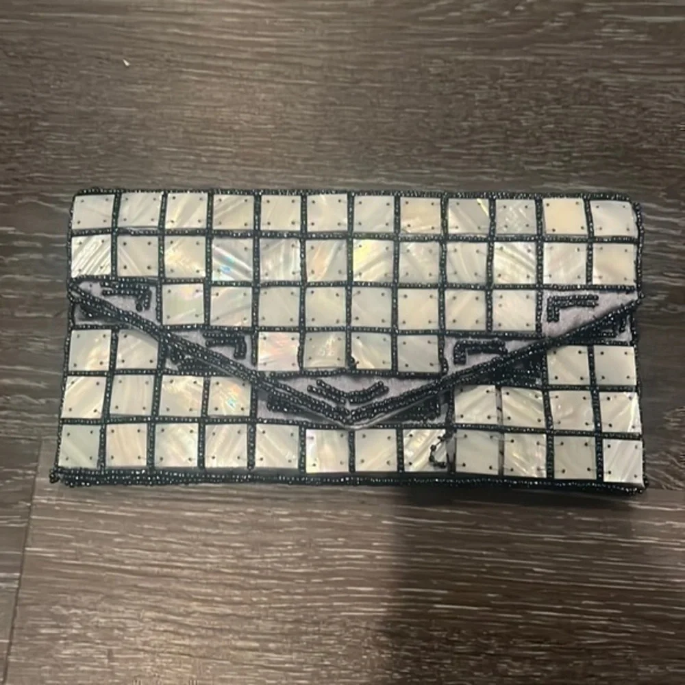 Mod handmade mother of pearl clutch bag